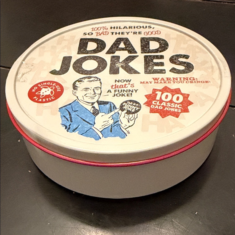 Dad Jokes Tin - White and Red